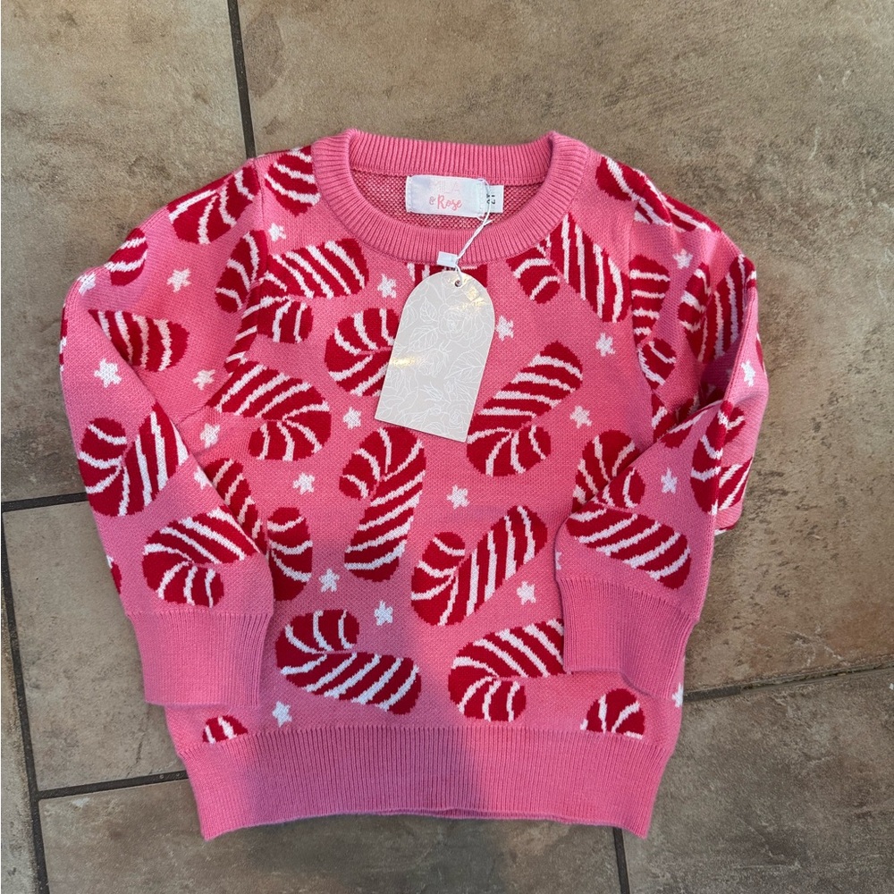 Mika and Rose Pink Candy Cane Sweater